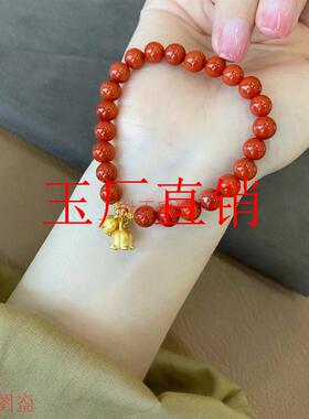 新款高端南红单圈手链女古法金铃兰花超显白玉石手串送女友送礼品