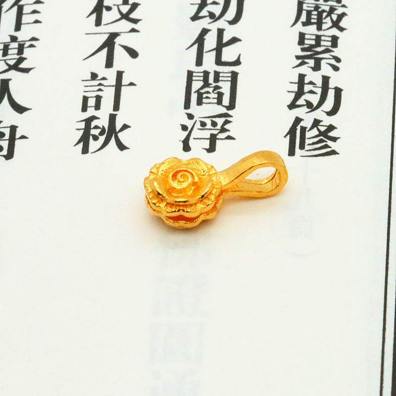 999足金24k纯金黄金玫瑰花卡子计数器文玩DIY配饰花朵古法卡子