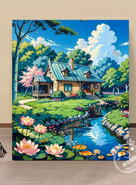 宫崎骏风治愈系风景装饰画ins风客餐厅玄关卧室沙发背景墙壁挂画