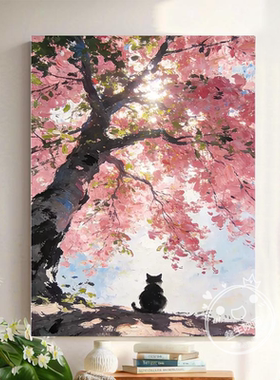 春日治愈花海风车挂画唯美风景奶油风客餐厅玄关卧室床头装饰画