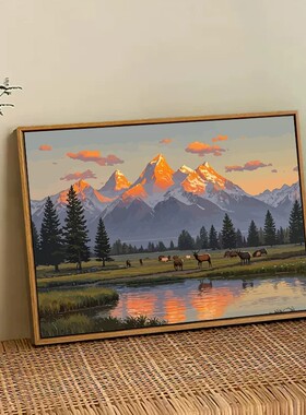 日照金山治愈山水风景挂画高级感客餐厅玄关卧室床头墙壁装饰摆画