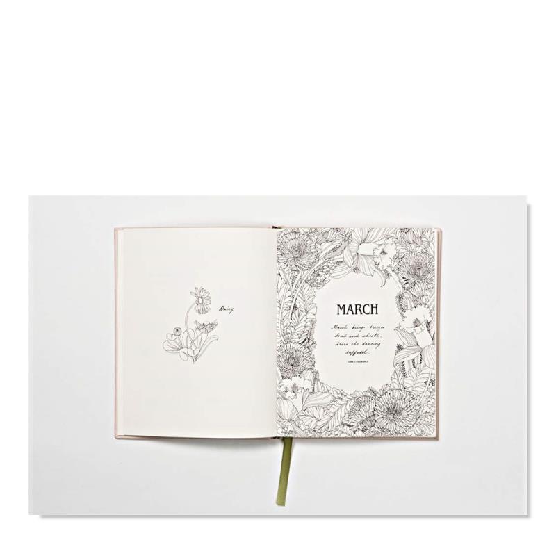 【预 售】鲜花之年:一本填色书 The Flower Year:A Colouring Book 精装图画本 Leila Duly花卉涂色书成人治愈解压书籍原版图书