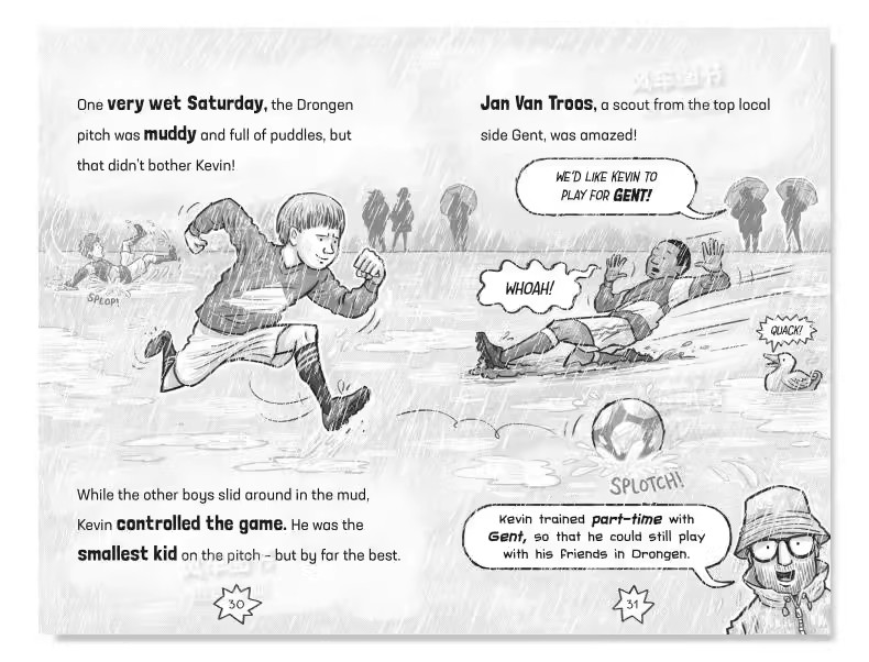 【预售】足球明星特辑：凯文·德布劳内英文漫画进口原版图书【Football Superstars】De Bruyne RulesSimon Mugford welbeckpubl-图1