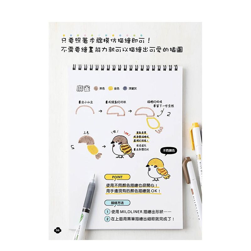 【预售】柔色荧光笔Q萌小插画：谁画都会很可爱　so cute好简单！超卡哇伊！台版原版中文繁体绘画技法おちゃ(Ocha)-图3