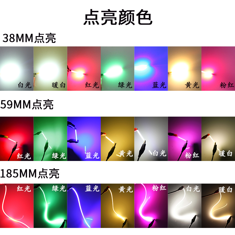 LED软灯条柔性LED灯丝自行车领航灯3v电池灯38mm/185mm流水灯丝-图1