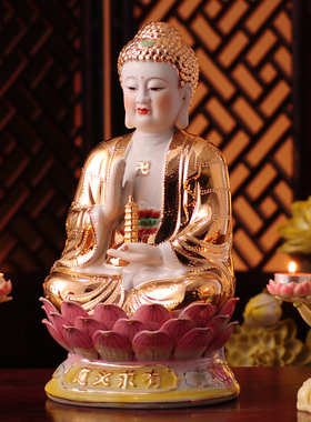 药师如来佛客厅神像陶瓷镇宅中式