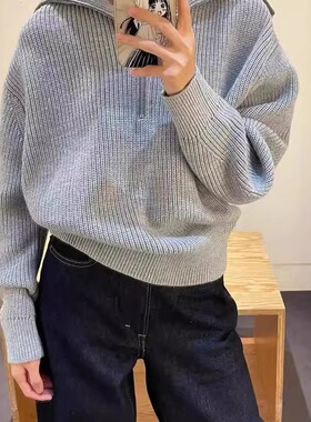 【现货】Rouje Life宽松版型翻领羊毛混纺纯色针织衫早秋新品