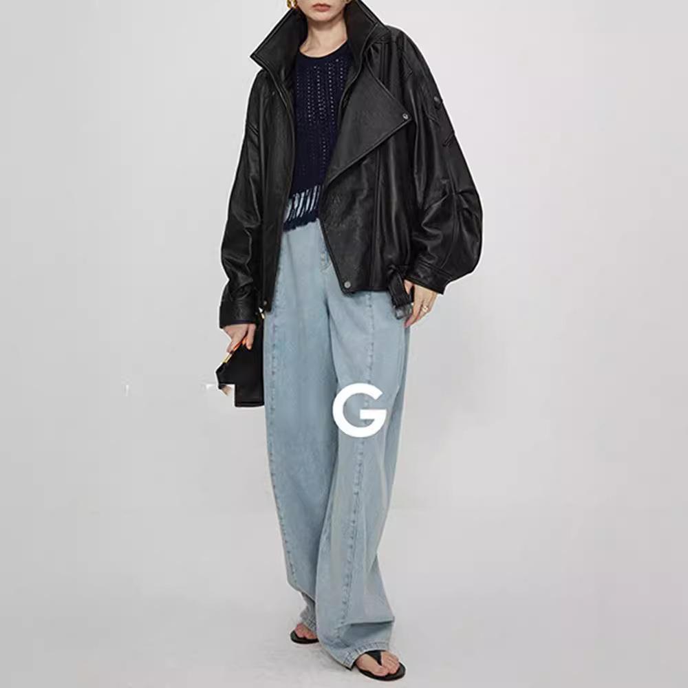 【现货】Rouje Life极简阔腿裤女欧洲进口宽松牛仔裤高腰休闲长裤 - 图2