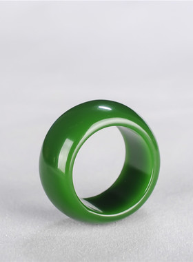 天然老坑指环男女款菠菜绿碧玉