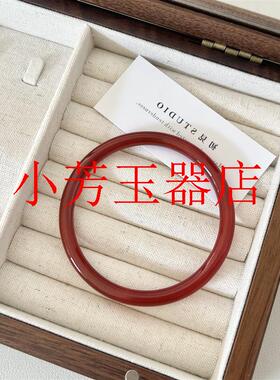 精品红玛瑙天然手镯手女红色镯子圆条用料细腻玉镯女款少女