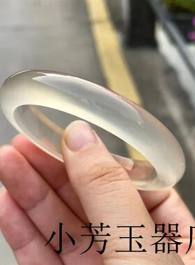马达加斯加原色玛瑙手镯女白冰种香槟色玉髓镯子荔枝冻玉手镯女款