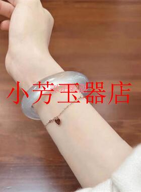 缅甸老坑冰种玉髓手镯白月光独龙玉高冰玉镯子镯子荔枝冻饰品礼物