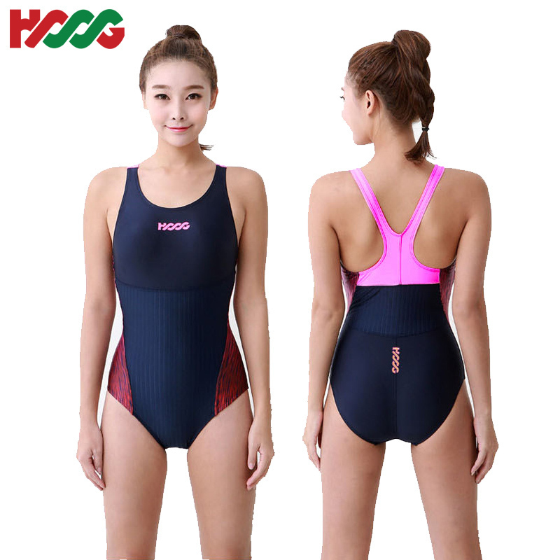 HOOG韓國正品 專業三角連體泳衣女 收腹顯瘦塑身型游泳衣速乾麵料