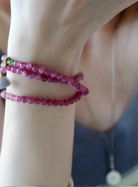 碧玺多圈玫瑰碧玺手串珠链手链