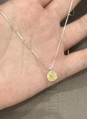 黄色玫瑰切锆石吊坠项链配饰女夏季锁骨链轻奢小众高级感颈链饰品