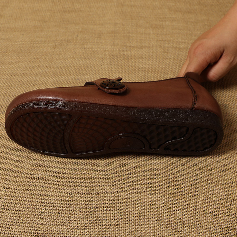 春秋新款牛筋底妈妈鞋真皮软底平底皮鞋复古休闲舒适防滑牛皮女鞋,淘宝优惠券,粉丝福利购,淘宝优惠卷