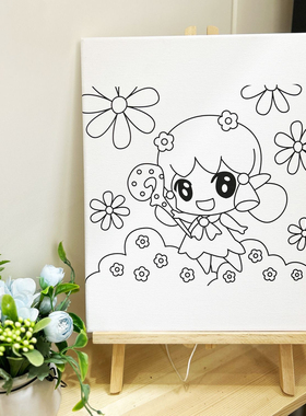 儿童卡通简易涂鸦diy创意填色丙烯画手工手绘益智绘画