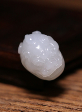 玉德堂新疆和田玉白玉苏工貔貅兽面戒面戒指镶嵌料DIY