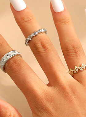 Niche cool wind light luxury drop oil zircon ring female