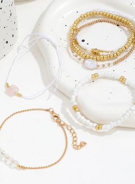 ultilayer beads imitated crystal imitation pearl bracelet