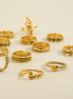 Stylish new vintage Snake Star Butterfly flower Ring set 12