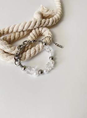 新 Fashion pearl titanium steel women trend bracelet jewelry