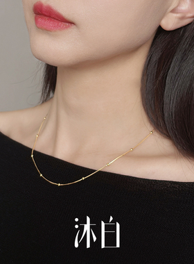 沐白MU圆珠毛衣素链925纯银项链