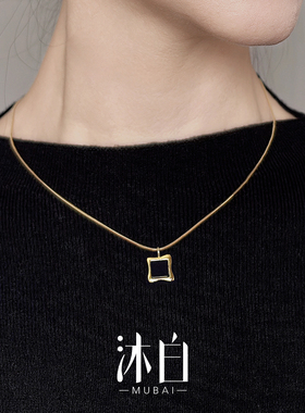 沐白MU玛瑙吊坠925纯银毛衣项链
