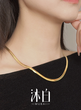 沐白MU蛇骨链配饰极细925银项链