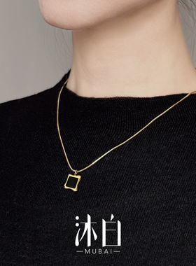 沐白MU玛瑙吊坠925纯银毛衣项链