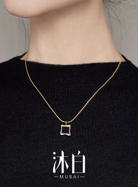 沐白MU玛瑙吊坠925纯银毛衣项链