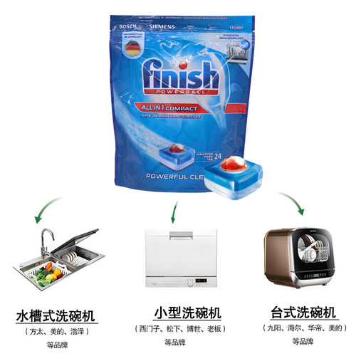 finish小型洗碗机专用洗涤剂美的西门子多效洗亮碗碟块方太松下等 - 图0