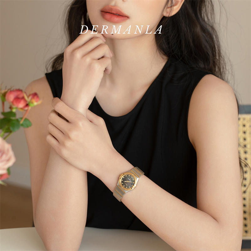 星座系列 典雅时尚间金钢带石英女表竹精钢表带时装表复古小金表 - 图0