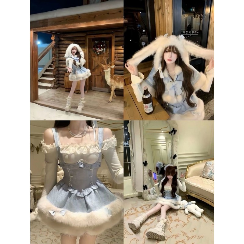 甜美可爱氛围感Lolita裙洛丽塔连帽斗篷外套打底衣背带公主裙套装,淘宝优惠券,粉丝福利购,淘宝优惠卷