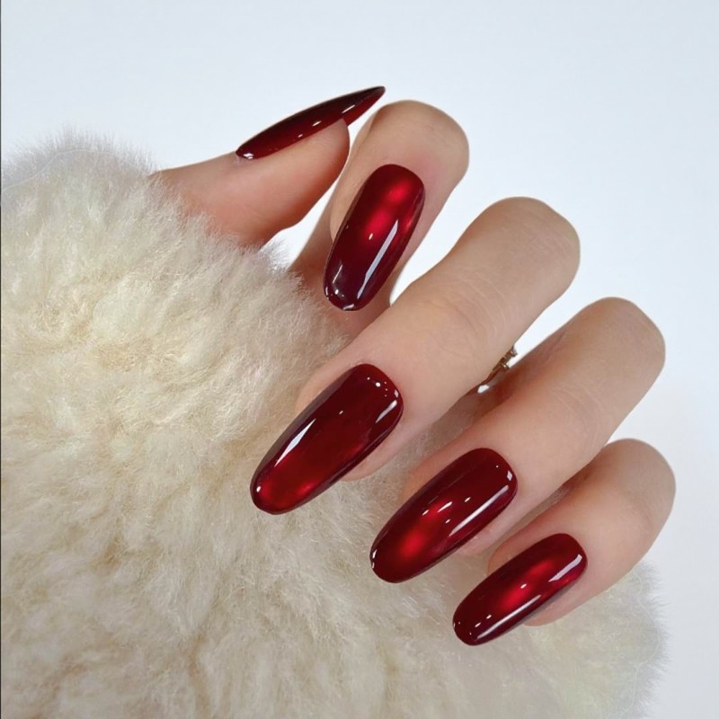 【车厘子红】网红新款玻璃珠手工穿戴甲秋冬显白百搭高级感美甲片,淘宝优惠券,粉丝福利购,淘宝优惠卷