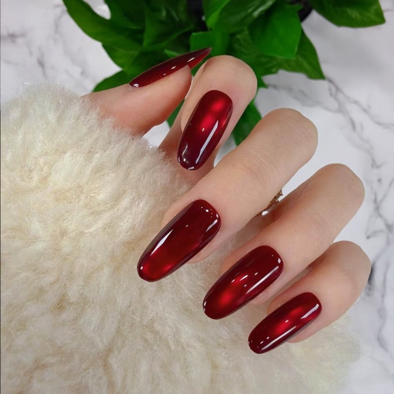 【车厘子红】网红新款玻璃珠手工穿戴甲秋冬显白百搭高级感美甲片,淘宝优惠券,粉丝福利购,淘宝优惠卷