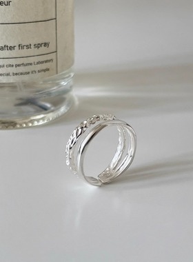 925纯银双层素圈戒指女小众