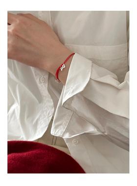 纯银字母红绳diy情侣名手链ins风