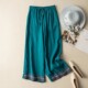 ສິ້ນຝ້າຍແລະ linen embroidered pants ຂາກ້ວາງສໍາລັບແມ່ຍິງ, slimming pants ບາດເຈັບແລະ