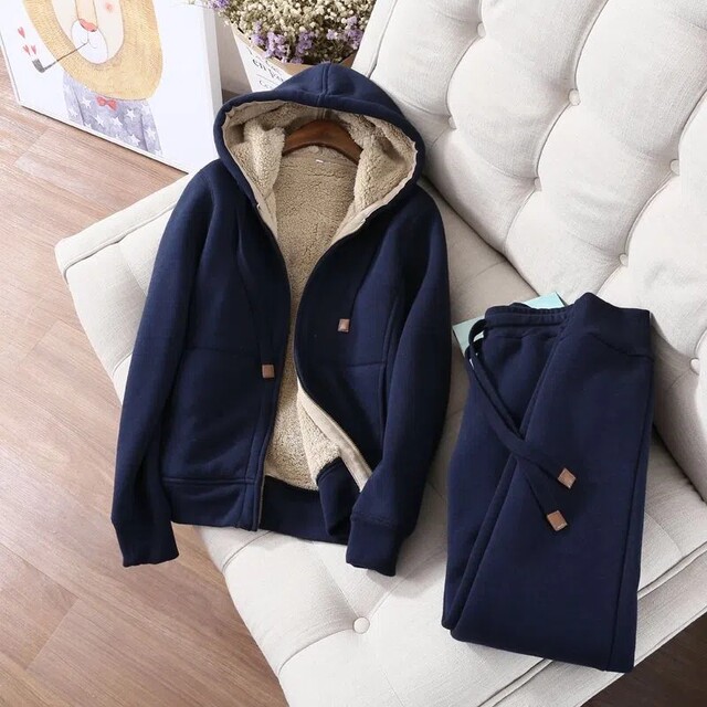 ເສື້ອຍືດແຂນຍາວຂອງແມ່ຍິງ hooded jacket sweatpants ສັ້ນ
