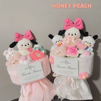 Sanrio Pacha Dog Doll Bouquet Doll ຂອງຂວັນວັນເກີດສໍາລັບເດັກຍິງ Plush ຂອງຂວັນງາມສໍາລັບແຟນແລະເພື່ອນທີ່ດີທີ່ສຸດ