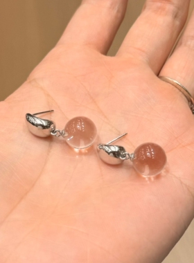 天然白水晶泡泡珠耳钉耳坠
