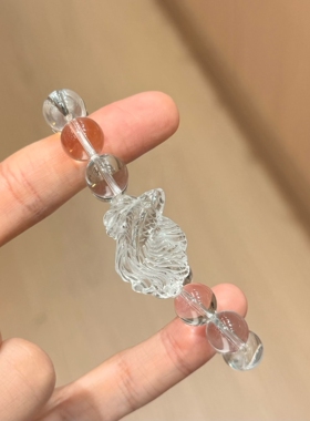 天然白水晶手链白水晶雕刻金鱼