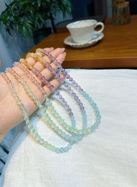 天然彩虹糖果马卡龙多巴胺水晶手链女款单圈时尚饰品礼物送女友