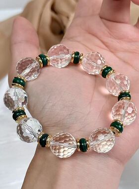 天然白水晶手链女款单圈手串送女友闺蜜生日礼物