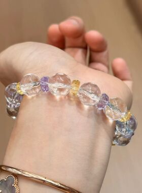 天然白水晶手链女款单圈手串饰品礼物送女友闺蜜
