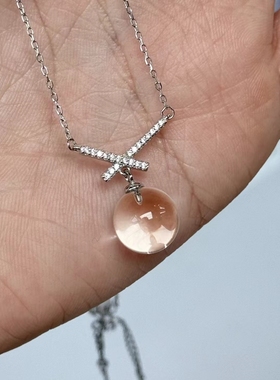 天然白水晶球吊坠925银镶嵌女款时尚高档送礼送证书礼盒