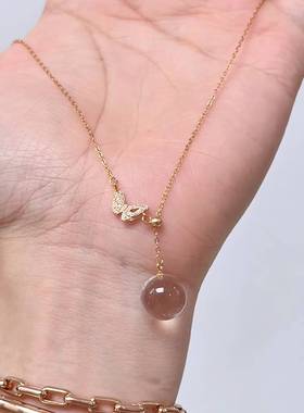 天然项链女吊坠S925银锁骨V链气质精致颈链