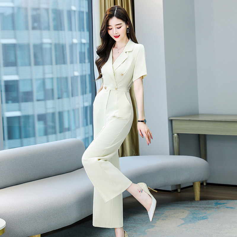 洋气西装连体裤夏装2023新款女装气质减龄显瘦垂感阔腿连衣裤套装_虎窝淘