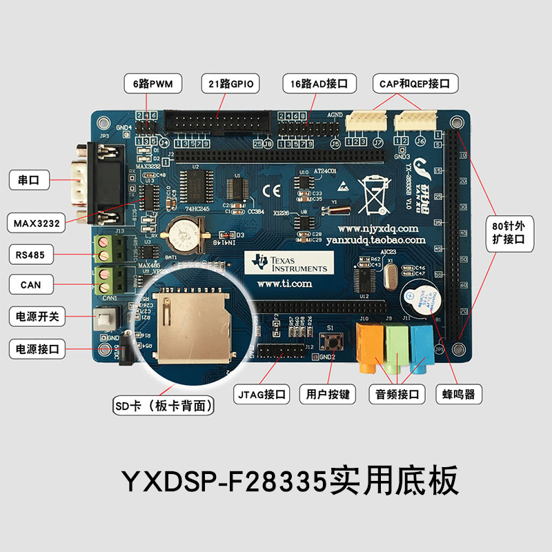 研旭TMS320F28335实用板TI dsp开发/学习板28335入门推荐视频教程 - 图3